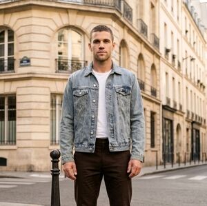 YoungLA Men'S Classic Denim Jacket In Light Blue Wash